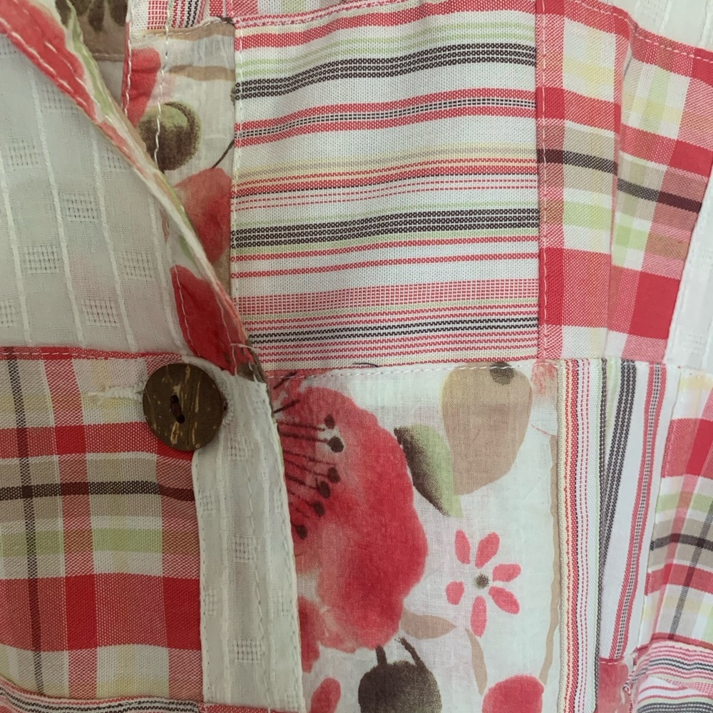 Patchwork Floral Plaid Women's Jacket Fully Lined 3/4 Length Sleeves SidePockets - Picture 4 of 8